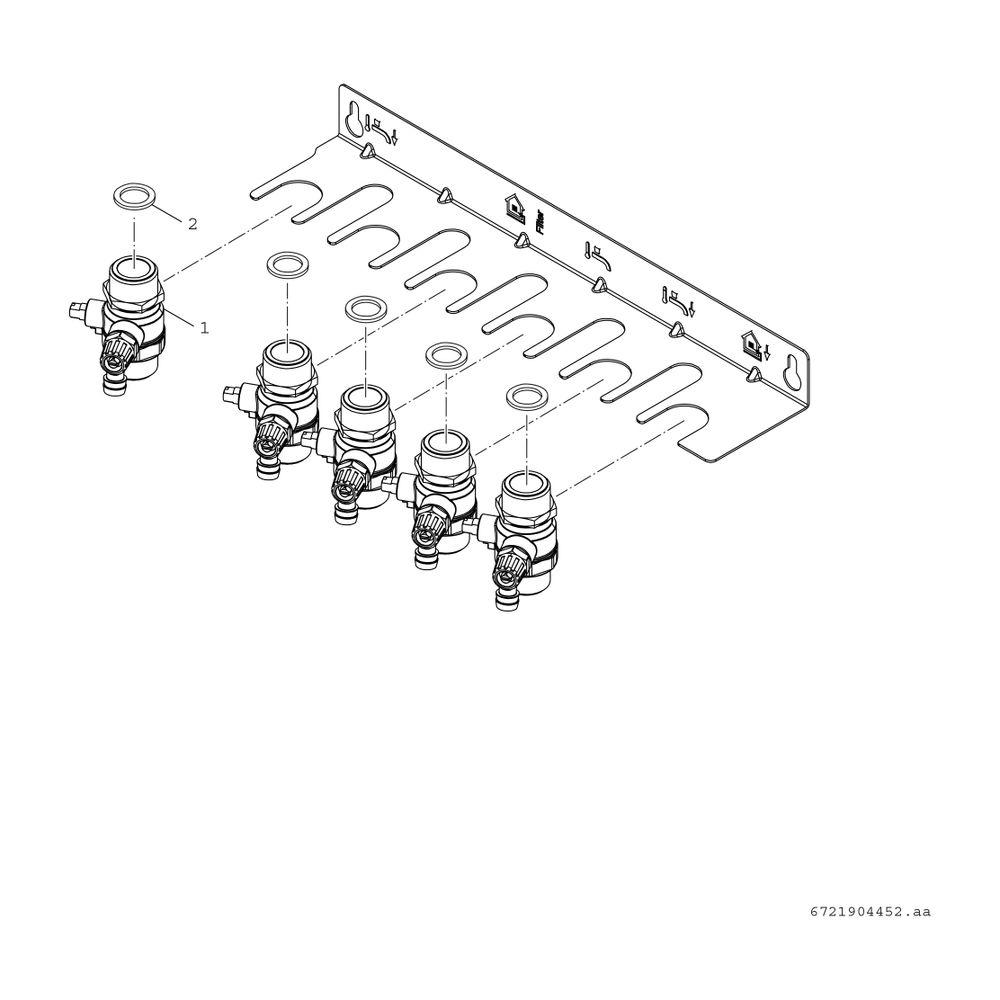 BOSCH Zubehör für Wohnungsstationen Montageplatte F7001/2 S FWM,5 Kugelhähne... JUNKERS-7735600611 4062321446093 (Abb. 3)