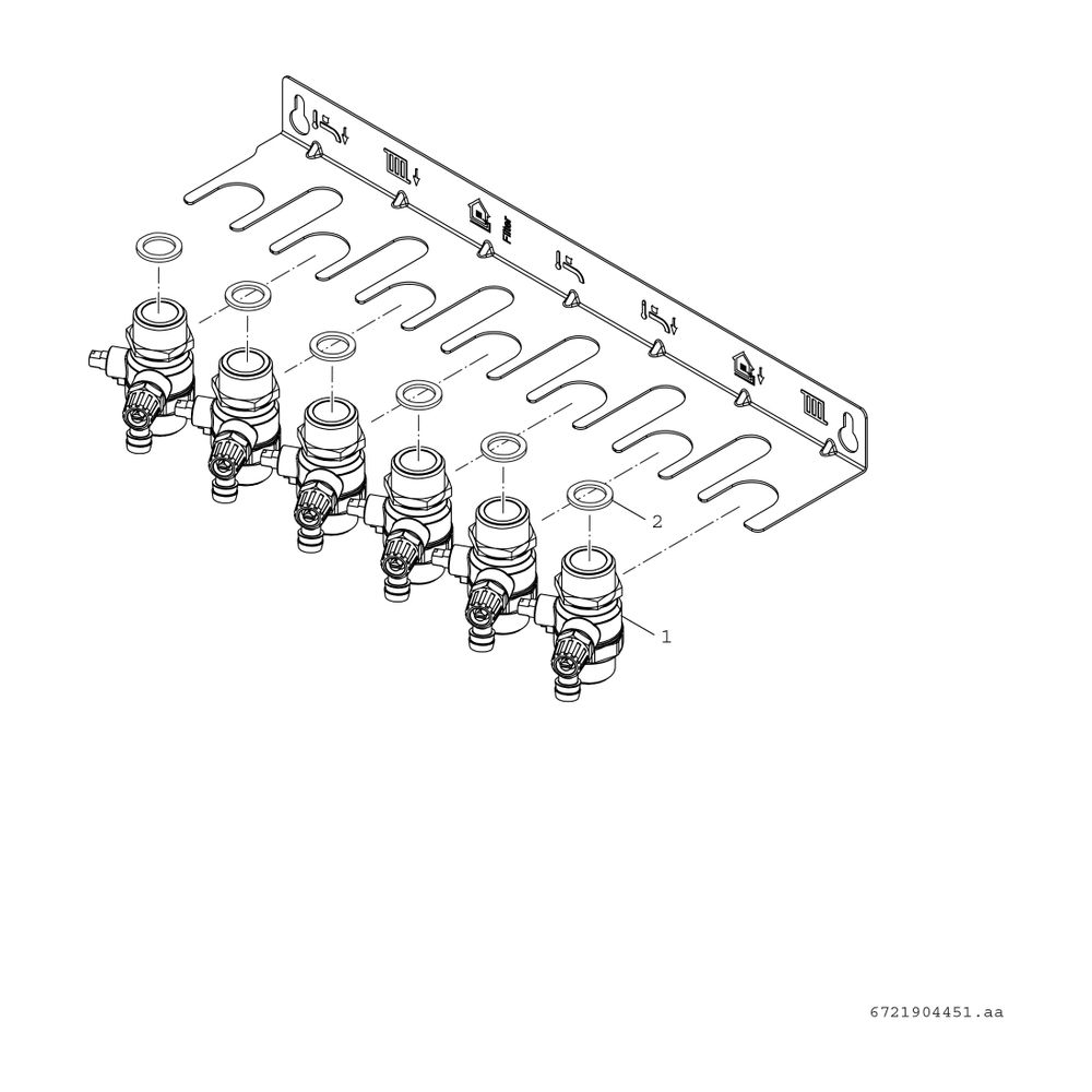 BOSCH Zubehör für Wohnungsstationen Montageplatte F7001/2 35 RS,6 Kugelhähne... JUNKERS-7735600610 4062321446130 (Abb. 3)