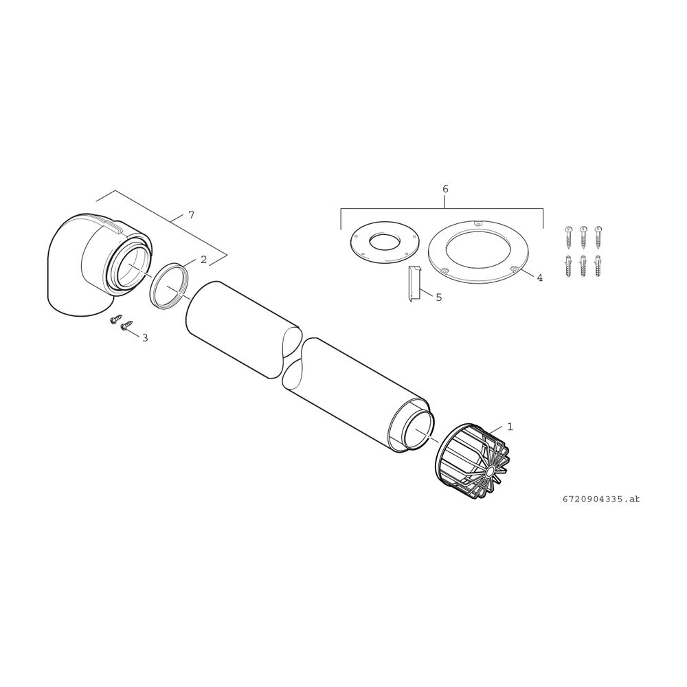 BOSCH Abgaszubehör AZ 350 Grundzubehör waagerecht, L:600 mm... JUNKERS-7719002455 4010009873563 (Abb. 2)