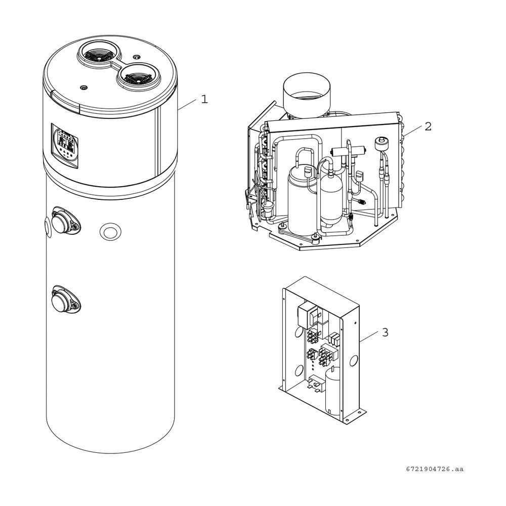 BOSCH Warmwasser-Wärmepumpe CS5001 DW 260 Compress 5000 DW, 2010x630x630... JUNKERS-7738340429 4062321590345 (Abb. 2)