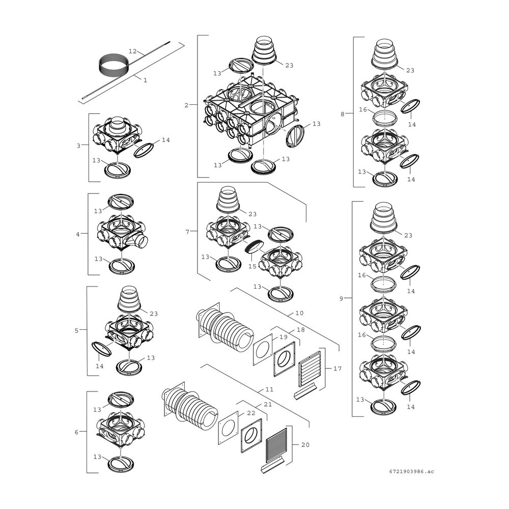 BOSCH Zub. dezentraler Lüftung CV 40 H/U Lüftungsregler mit Unterputznetzteil... JUNKERS-7735600365 4057749557186 (Abb. 4)