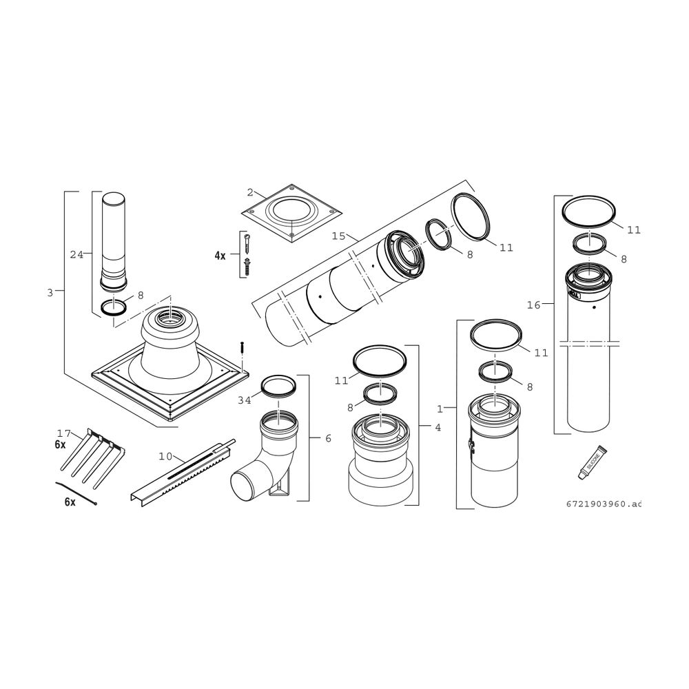 BOSCH Abgaszubehör FC-Set60-C93x Grundbausatz C93x, d:60/100mm, Edelstahl... JUNKERS-7738112780 4062321219550 (Abb. 2)