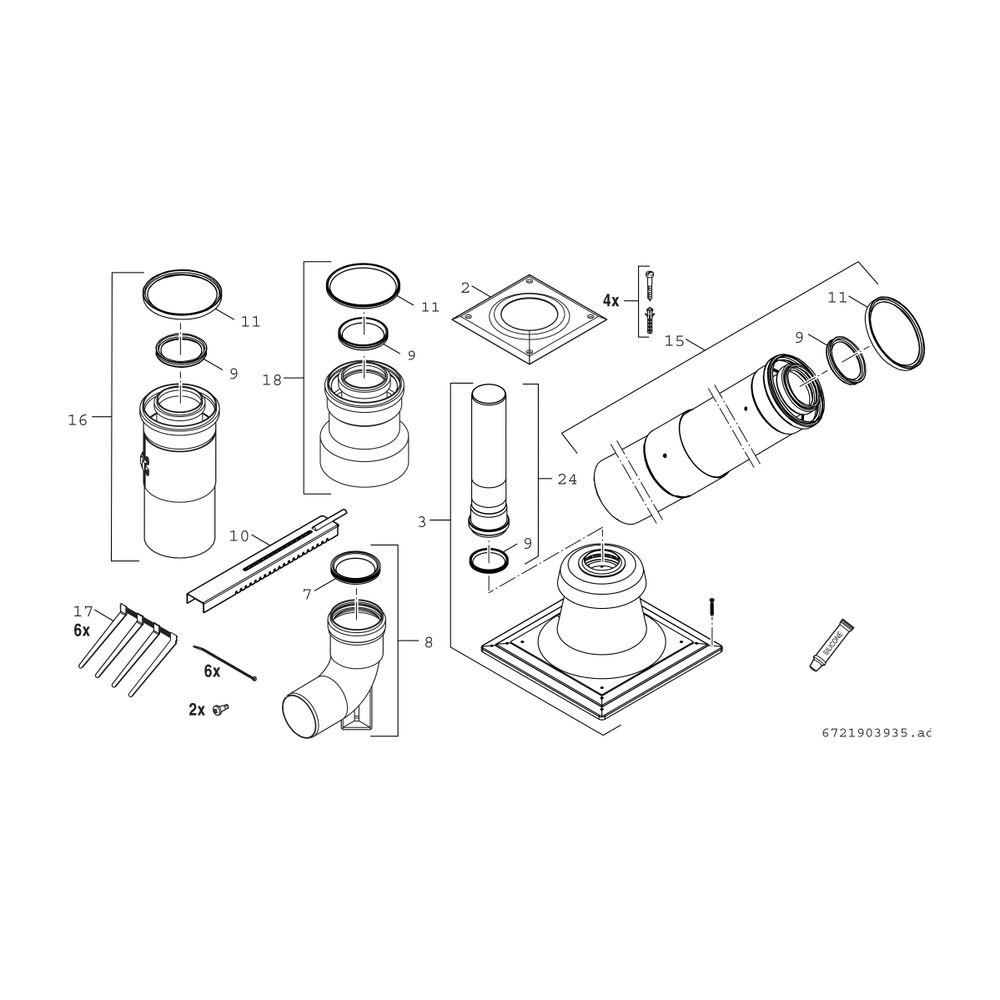 BOSCH Abgaszubehör FC-Set60-C93x Grundbausatz C93x, d:60/100mm Kunststoff... JUNKERS-7738112778 4062321086923 (Abb. 2)