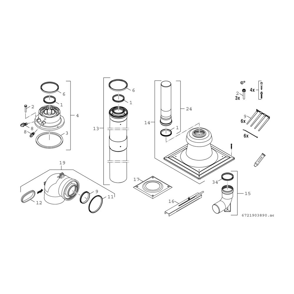 BOSCH Abgaszubehör FC-Set60-C93x Paket zum Schacht, d:60/100mm,Kunststoff... JUNKERS-7738112519 4057749701435 (Abb. 2)