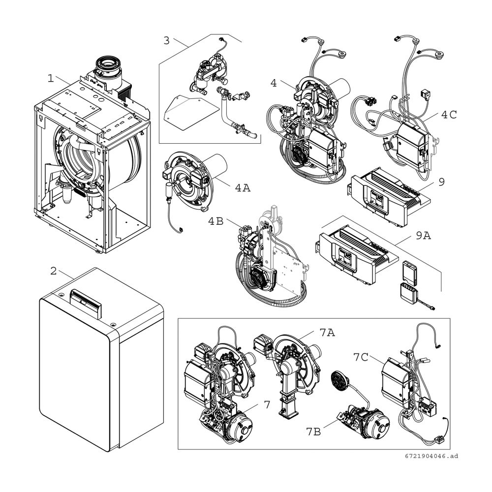 BOSCH Öl-Brennwertkessel, bodenstehend Olio Condens OC8000iF 25, 1009x600x643... JUNKERS-8738808140 4062321613730 (Abb. 2)