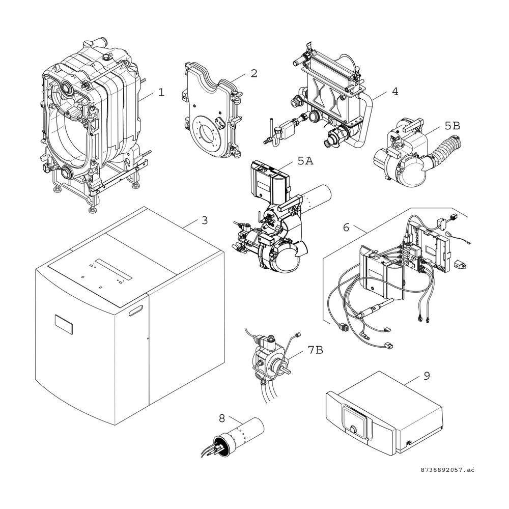 BOSCH Öl-Brennwertkessel, bodenstehend Olio Condens OC7000F 35, 914x600x1048... JUNKERS-7736602454 4057749413499 (Abb. 2)