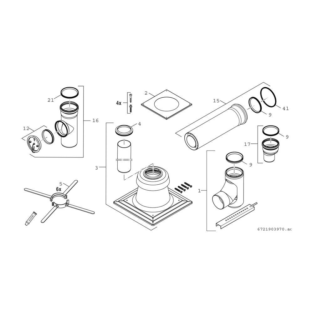 BOSCH Abgaszubehör FC-Set110-B53 Grundbausatz B53 Edelstahl d:110mm hint.... JUNKERS-7738113177 4062321260446 (Abb. 2)