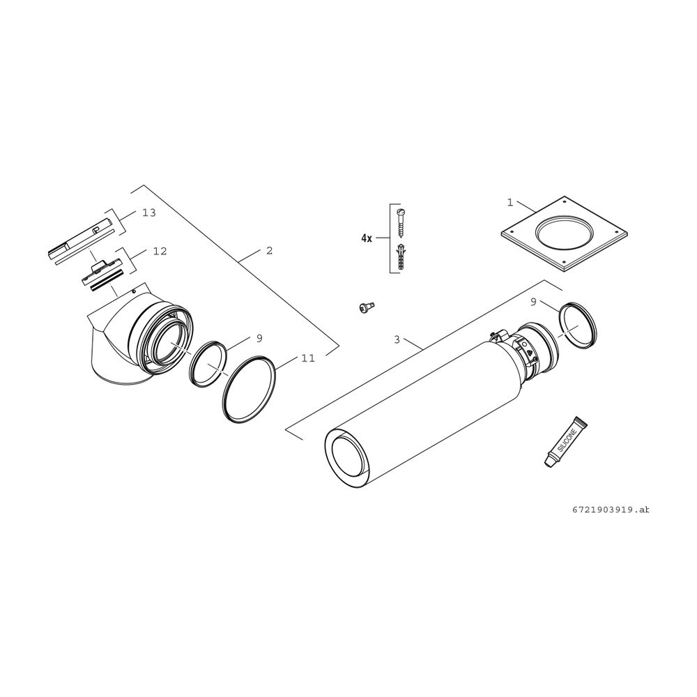 BOSCH Abgaszubehör FC-Set80-C(14)3x Grundbausatz C(14)3x, d:80/125 z.Schacht... JUNKERS-7738112581 4057749783172 (Abb. 2)