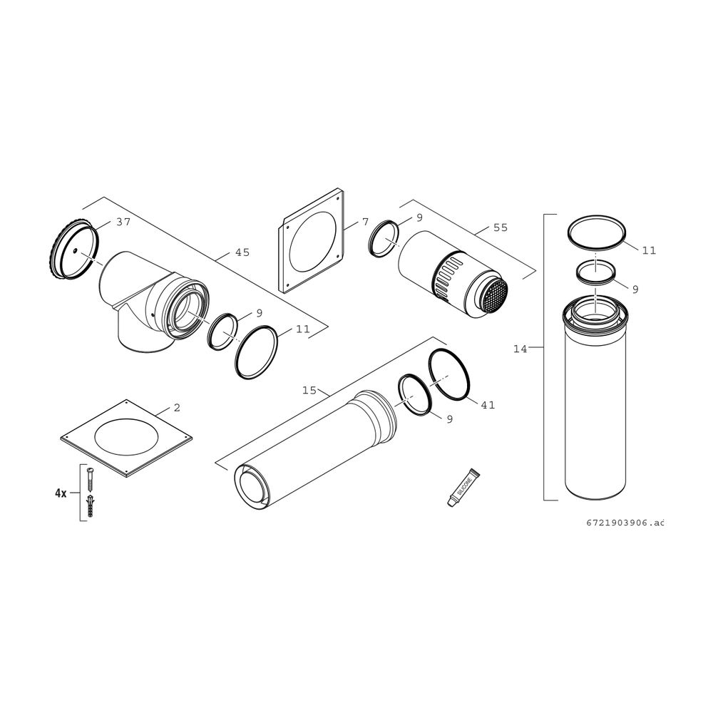 BOSCH Abgaszubehör FC-Set110-C13x Grundbausatz C13x, d:110/160mm... JUNKERS-7738113093 4062321260323 (Abb. 2)