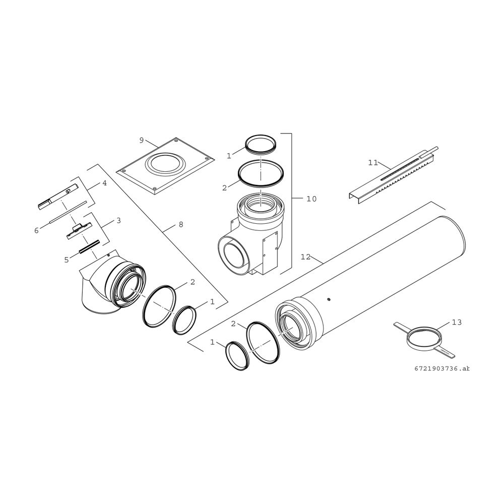 BOSCH Abgaszubehör FC-Set80-C33x (oben) Grundbausatz C33x im Schacht, d:80/125mm... JUNKERS-7738112555 4057749783936 (Abb. 2)