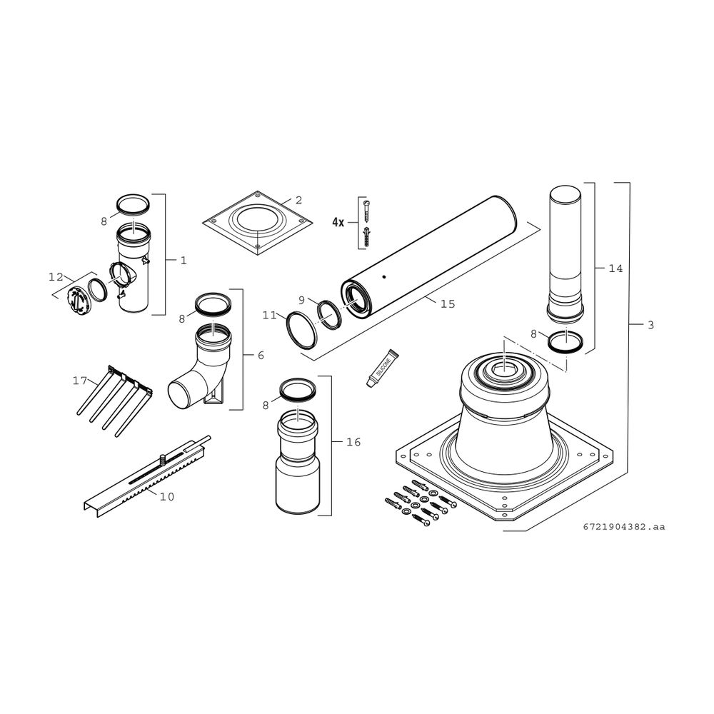 BOSCH Abgaszubehör FC-Set60-B53 (hinten) Grundbausatz B53, d:60... JUNKERS-7738112783 4062321222789 (Abb. 2)