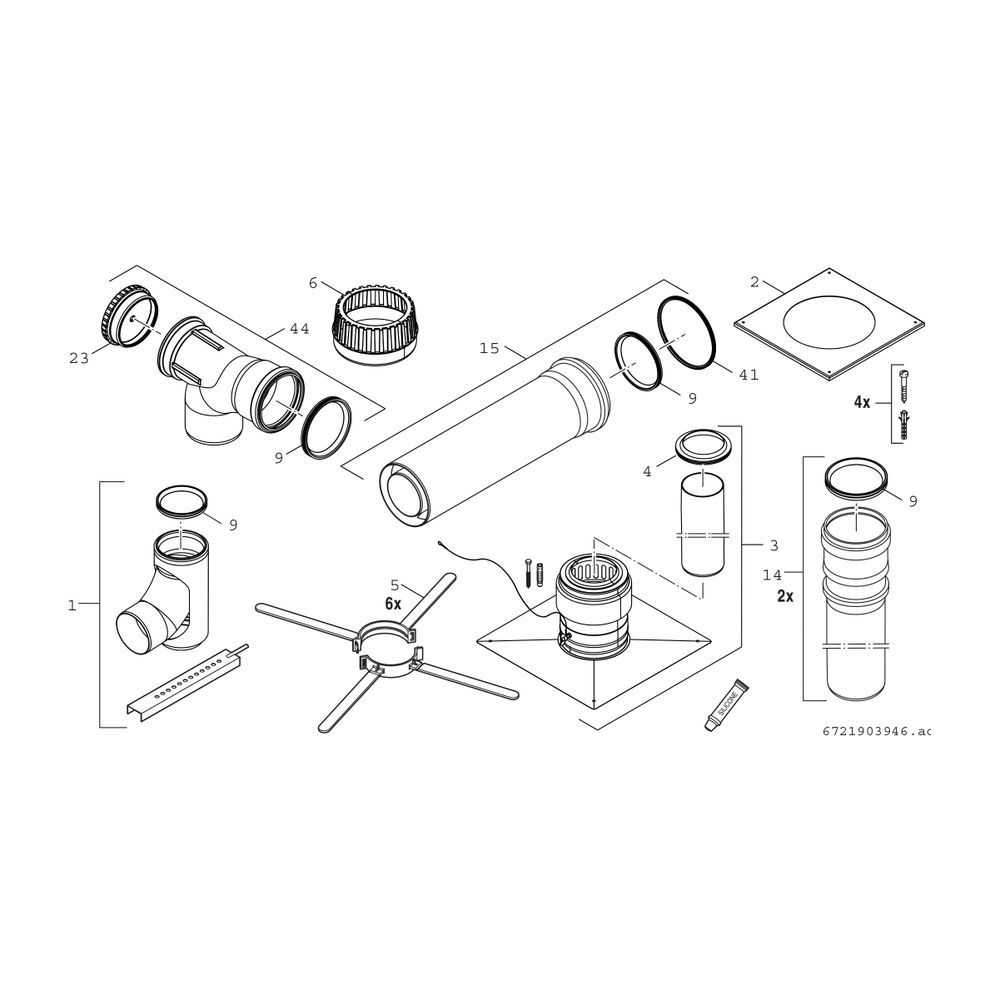 BOSCH Abgaszubehör FC-Set110-B53 Grundbausatz B53 Edelstahl, d:110mm oben... JUNKERS-7738113085 4062321260248 (Abb. 2)