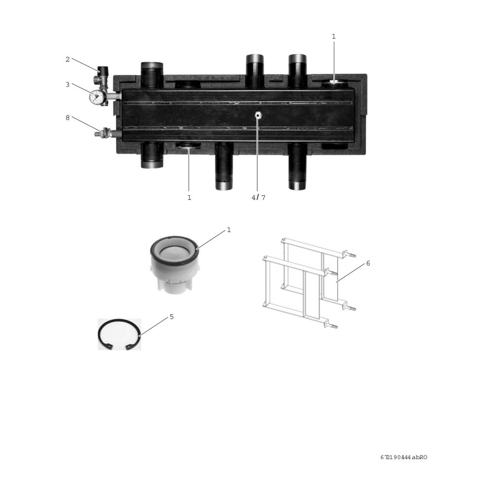 BOSCH Zubehör für Luftwärmepumpen DDV 40 Doppelt differenzdruckloser Verteiler 40... JUNKERS-8738212212 4062321374051 (Abb. 3)