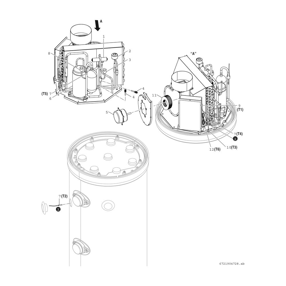 BOSCH Warmwasser-Wärmepumpe CS5001 DW 260 Compress 5000 DW, 2010x630x630... JUNKERS-7738340429 4062321590345 (Abb. 4)