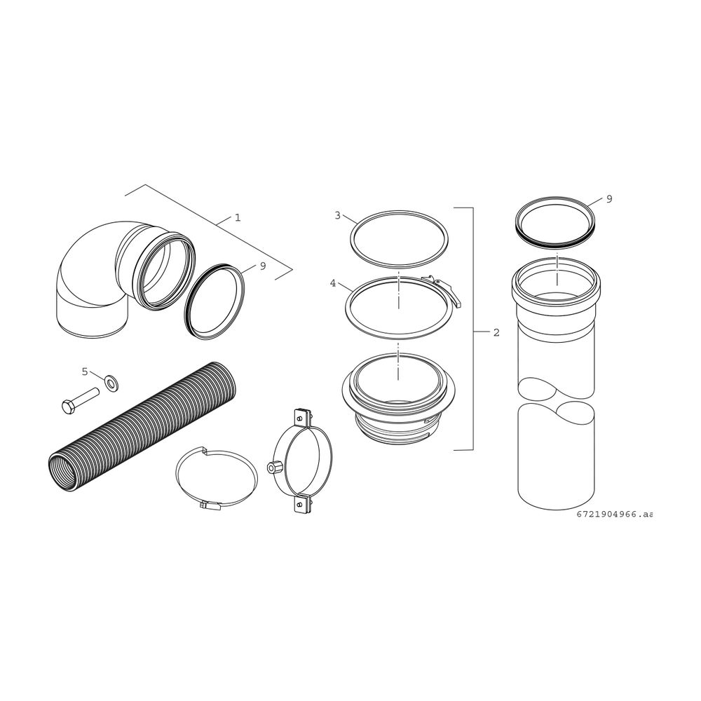 BOSCH Abgaszubehör RLU-DN110 raumluftunabhängiges Anschlussset DN110... JUNKERS-7736602650 4057749554291 (Abb. 2)