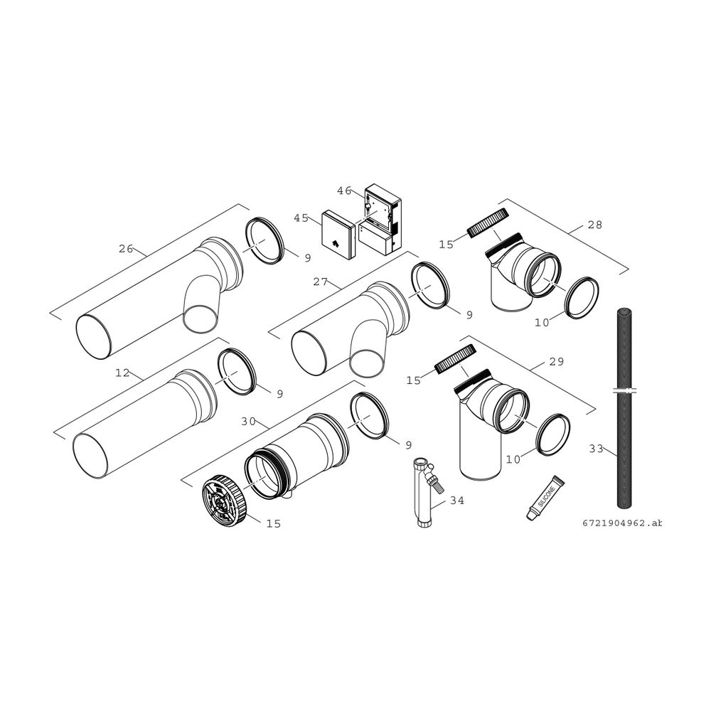 BOSCH Abgaszubehör FC-Set110-B23 Grundbausatz Kask. B23P 110mm, CO-Sensor... JUNKERS-7738113658 4062321534103 (Abb. 2)