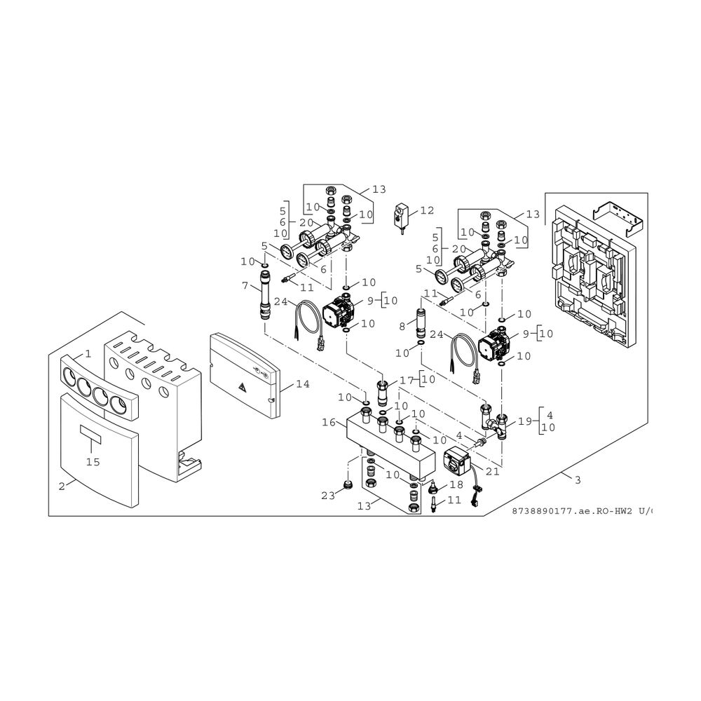 BOSCH Installationszubehör MCM 101 MM200 Schnellmontageset (2 Heizkreise) + MM200... JUNKERS-7736602544 4057749430809 (Abb. 2)