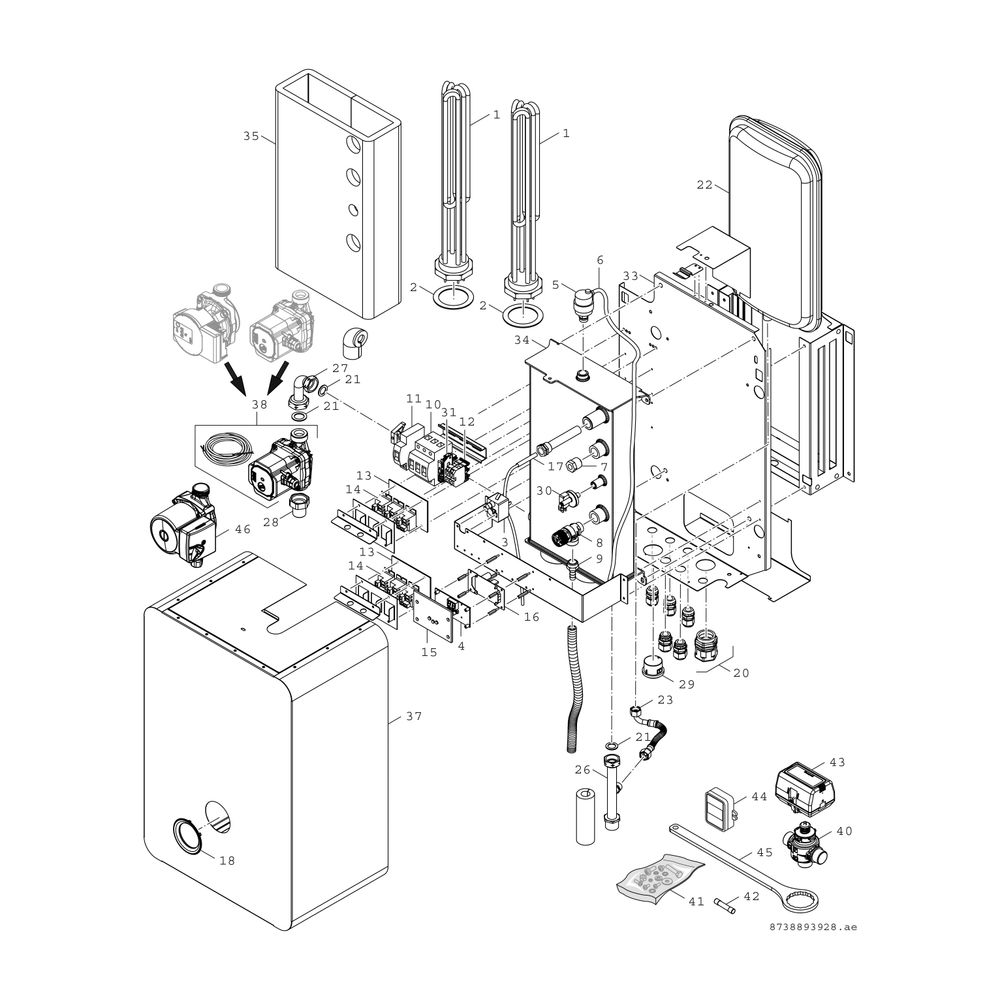 BOSCH Elektro-Heizkessel TH 3500 18 wandhängend, 756x467x303, 18kW, 6-stufig... JUNKERS-7738504986 4062321437282 (Abb. 3)