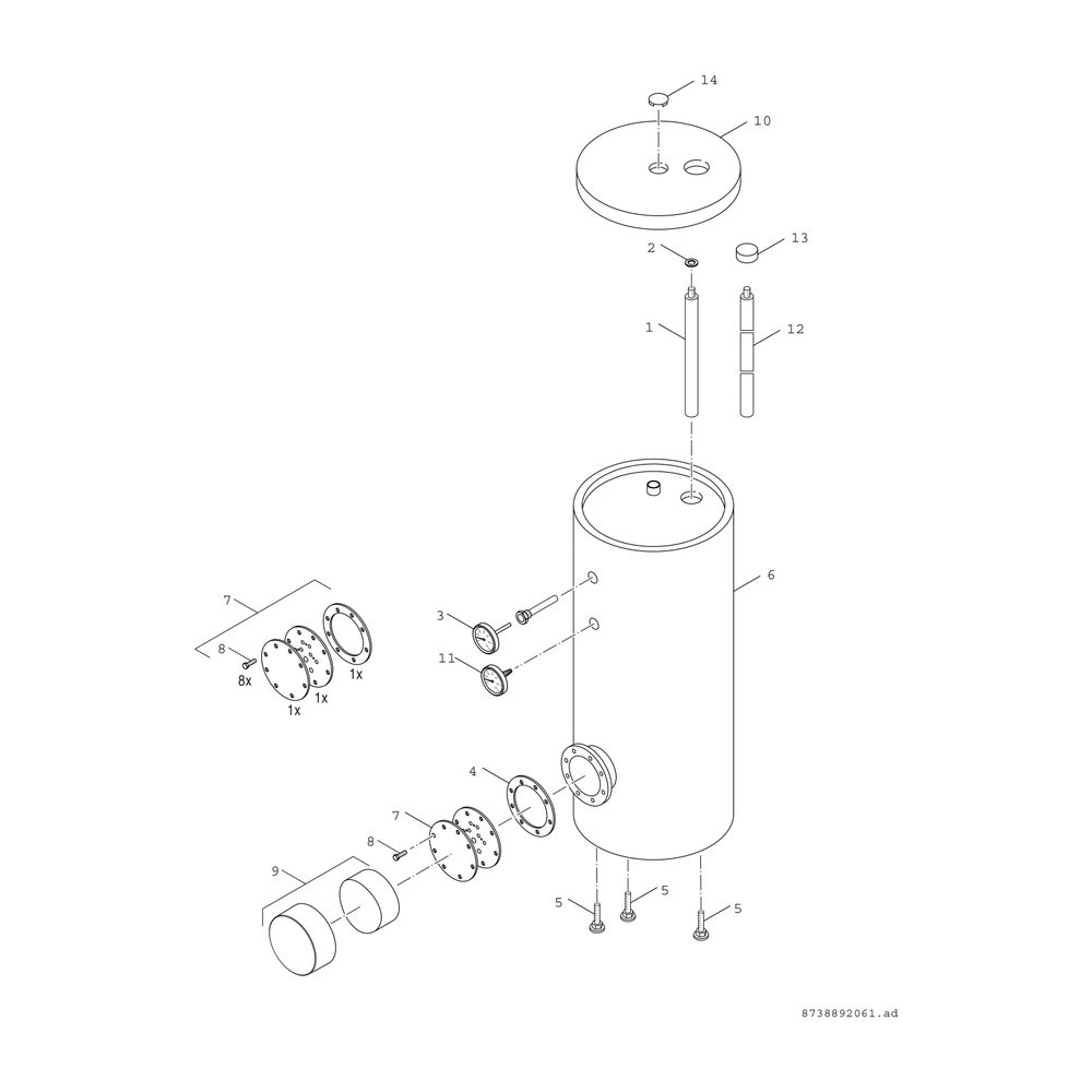 BOSCH Wärmepumpenspeicher HR 200 Inhalt=200l, h=1340mm / d=610mm... JUNKERS-7748000723 4051516072049 (Abb. 3)