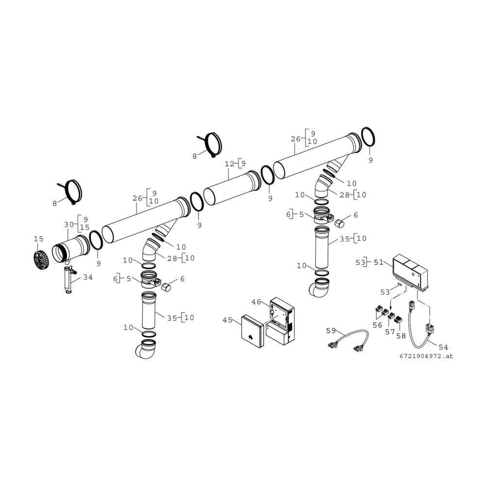 BOSCH Abgaszubehör FC-CS104 DN 110/DN 125 Set Abgaskaskade mit CO-Sensor und UX15... JUNKERS-7739622313 4062321726058 (Abb. 2)