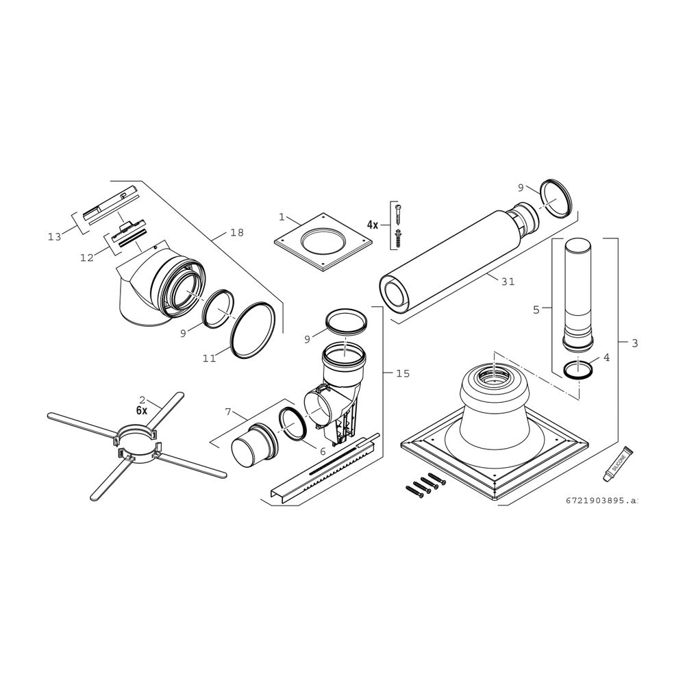 BOSCH Abgaszubehör FC-Set80-C93x (oben) Grundbausatz C93x, d:80/125mm... JUNKERS-7738112544 4057749779755 (Abb. 2)