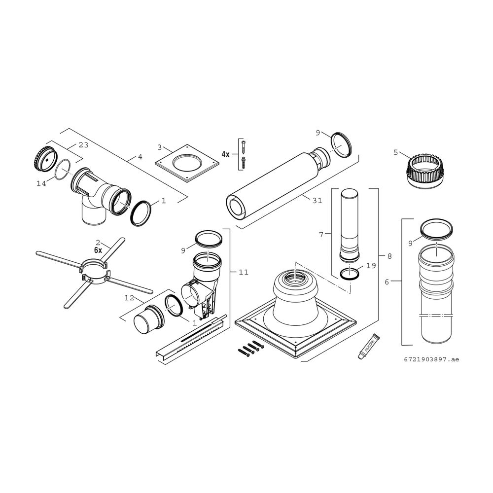 BOSCH Abgaszubehör FC-Set80-B53 (oben) Grundbausatz B53, Edelstahl, d:80mm... JUNKERS-7738112559 4057749783974 (Abb. 2)