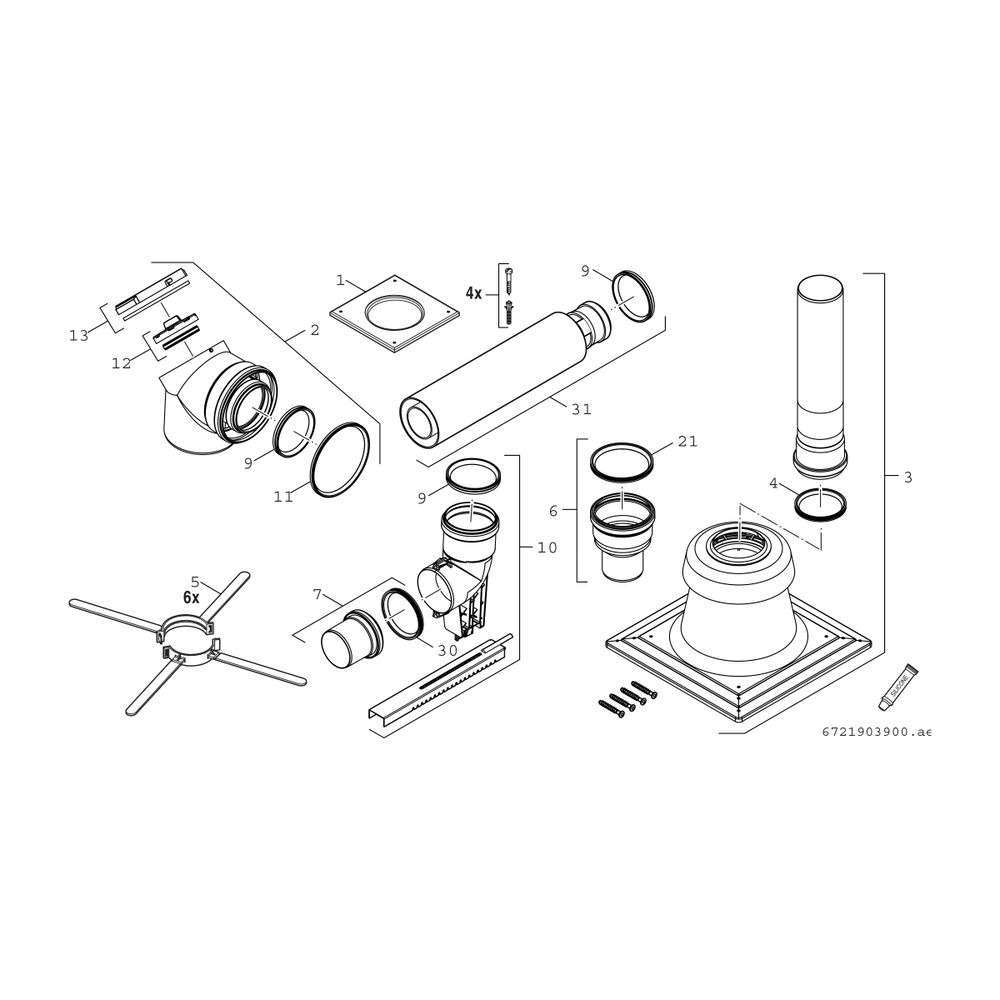 BOSCH Abgaszubehör FC-Set80-C93x (oben) Grundbausatz C93x, d:80/125-110mm... JUNKERS-7738112548 4057749779793 (Abb. 2)