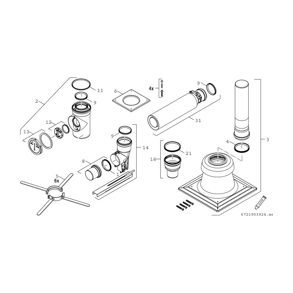 BOSCH Abgaszubehör FC-Set80-C93x, hinten Grundbausatz C93x, d:80/125-110mm... JUNKERS-7738112744 4062321056384 (Abb. 2)