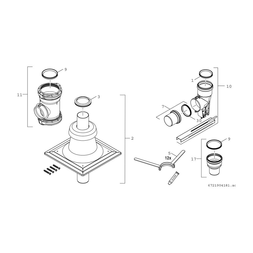 BOSCH Abgaszubehör FC-Set110-C(14)3x Grundbausatz C(14)3, d:110mm... JUNKERS-7738113341 4062321290467 (Abb. 2)