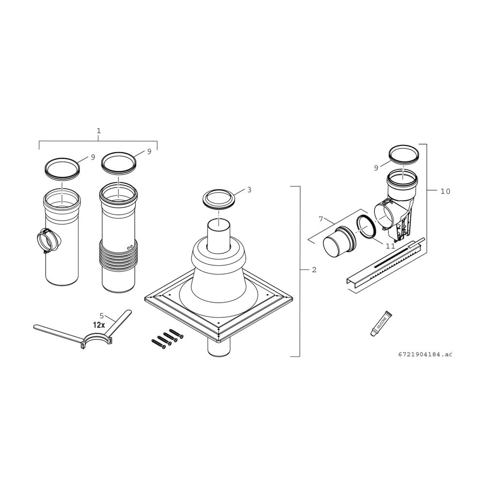 BOSCH Abgaszubehör FC-Set80-C(14)3x Grundbausatz C(14)3x, starr, d:80mm... JUNKERS-7738113337 4062321290429 (Abb. 2)