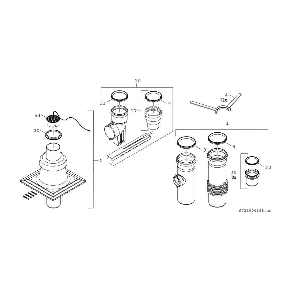 BOSCH Abgaszubehör FC-Set110-C(14)3x Grundbausatz C(14)3x, d:110mm... JUNKERS-7738113339 4062321290443 (Abb. 2)