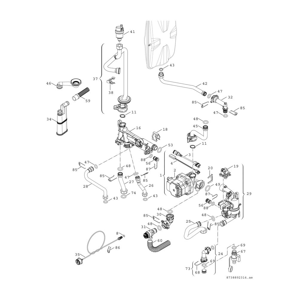 BOSCH Gas-Brennwertgerät, wandhängend CERAPUR ZSB 14-5.2 C21, 840x440x350,14kW... JUNKERS-7736901748 4062321011994 (Abb. 6)