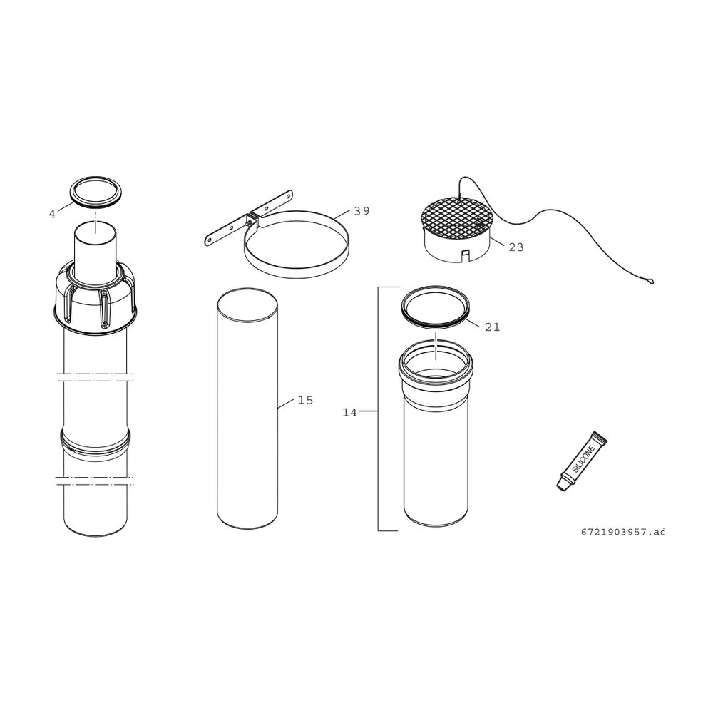 BOSCH Abgsazubehör FC-Set110-C33x (oben) Grundbausatz C33x, rot, d:110/160... JUNKERS-7738113091 4062321260309 (Abb. 2)