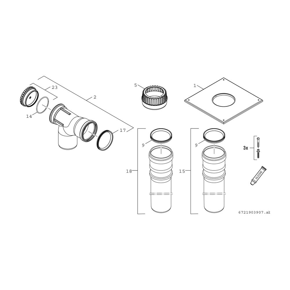 BOSCH Abgaszubehör FC-Set110-B23P (oben) Grundbausatz B23P, d:110mm... JUNKERS-7738113087 4062321260262 (Abb. 2)