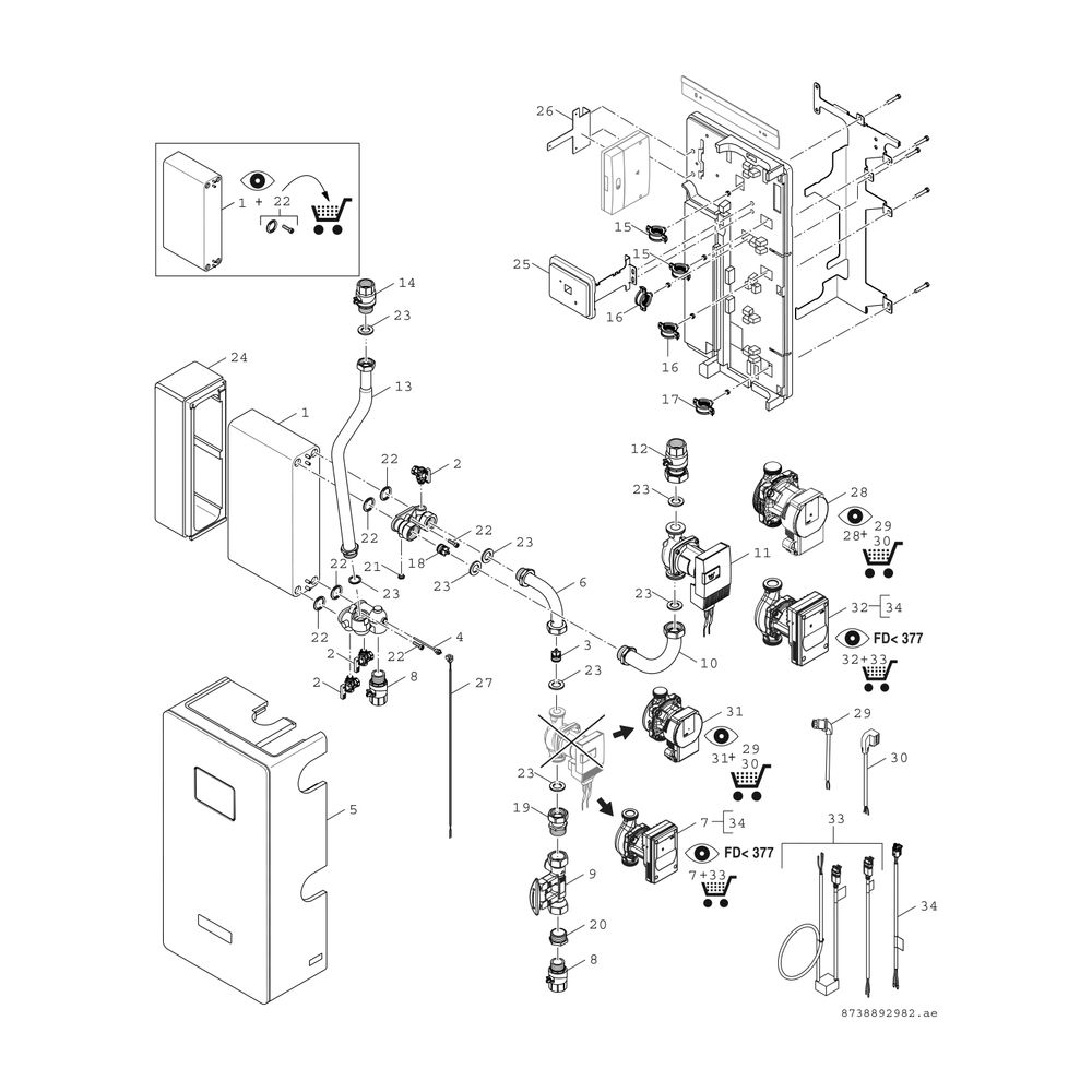 BOSCH Warmwasser-Ladestation TS 1-3 S 1010x450x285, 80 kW, edelstahlgelötet... JUNKERS-7735600413 4057749572127 (Abb. 3)