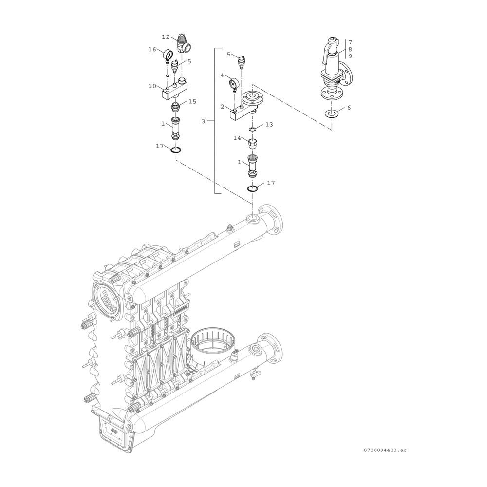 BOSCH Unterkomponente Kessel GC 7000 F Condens 7000 F - 75 H (rechts)... JUNKERS-8732909990 4057749403049 (Abb. 6)