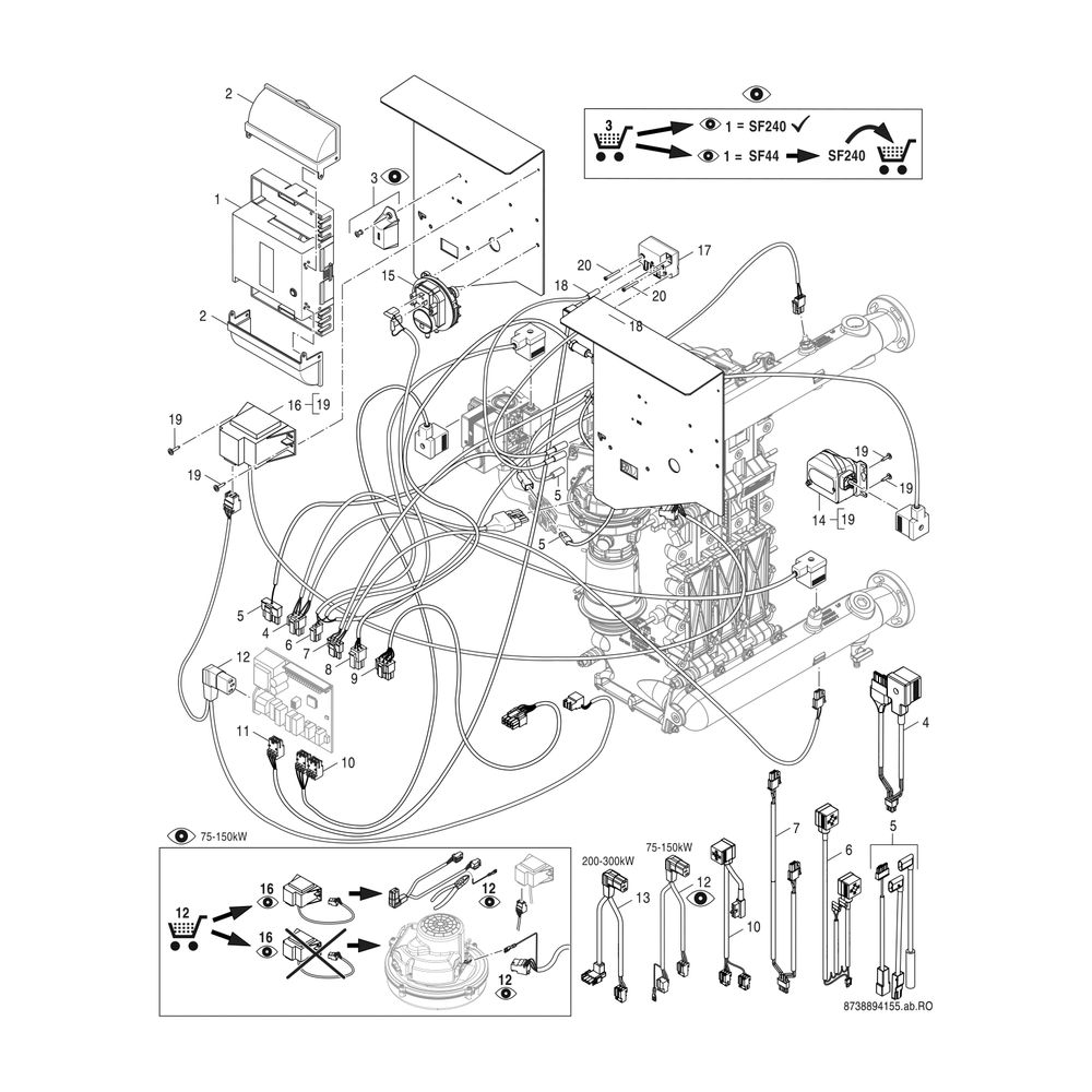 BOSCH Unterkomponente Kessel GC 7000 F Condens 7000 F - 75 H (rechts)... JUNKERS-8732909990 4057749403049 (Abb. 11)