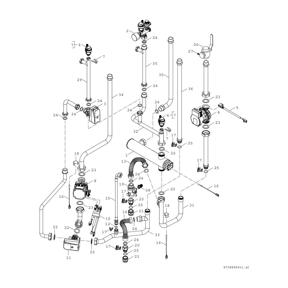 BOSCH Kompaktmodul AWMB 9 für Luft-WP Hydraulik, Regelung und Pufferspeicher... JUNKERS-8738210334 4057749855534 (Abb. 4)