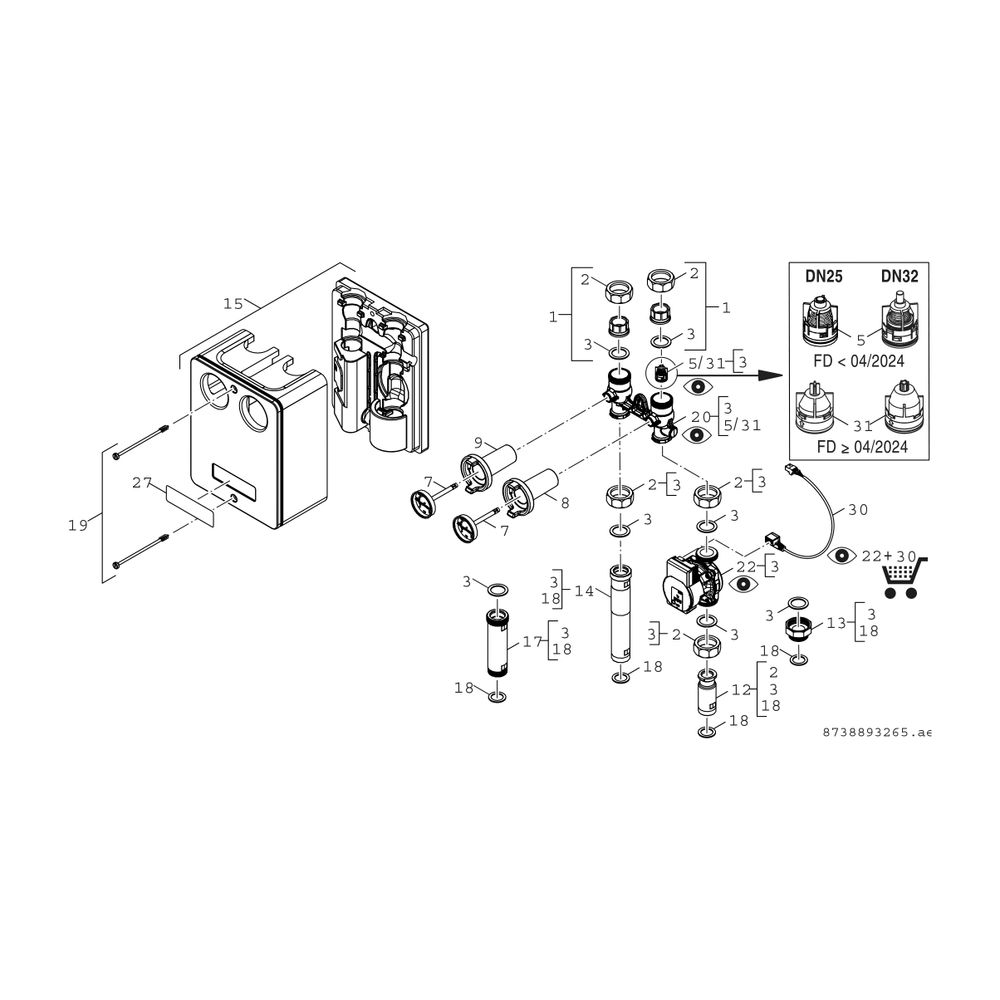 BOSCH Installationszubehör HS32/7.5 Heizkreisset ohne Mischer, 364x290x190... JUNKERS-7736601145 4054925863581 (Abb. 2)