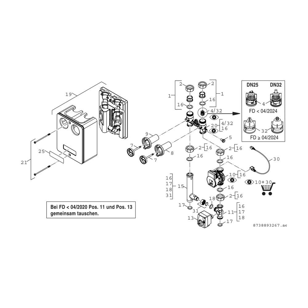 BOSCH Installationszubehör HSM 25/6 Heizkreisset m. Mischer DN25,364x290x190... JUNKERS-7736601148 4054925863611 (Abb. 2)