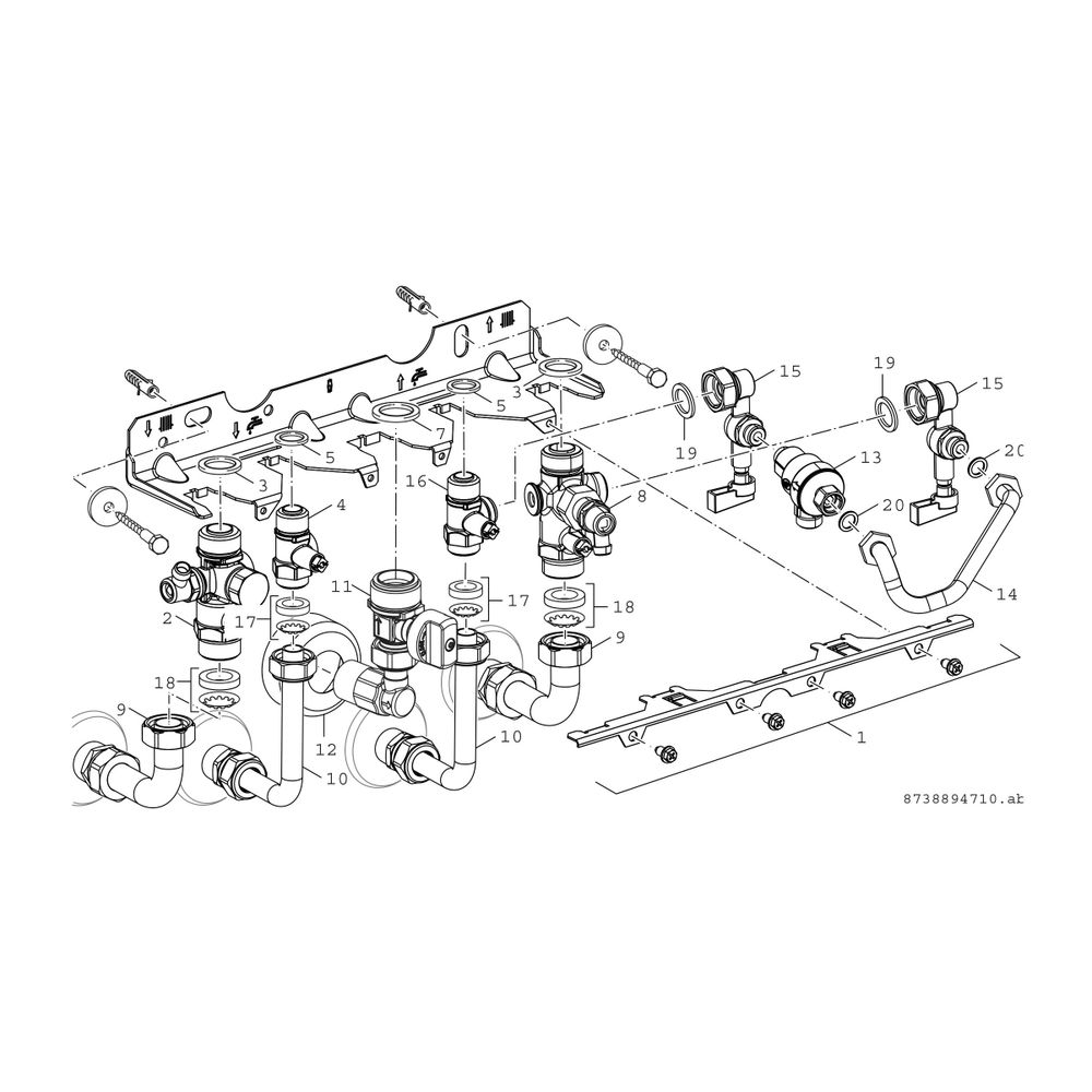 BOSCH Montage-Anschlussplatte Nr. 1661 für Kombigeräte... JUNKERS-7738110568 4051516740245 (Abb. 3)