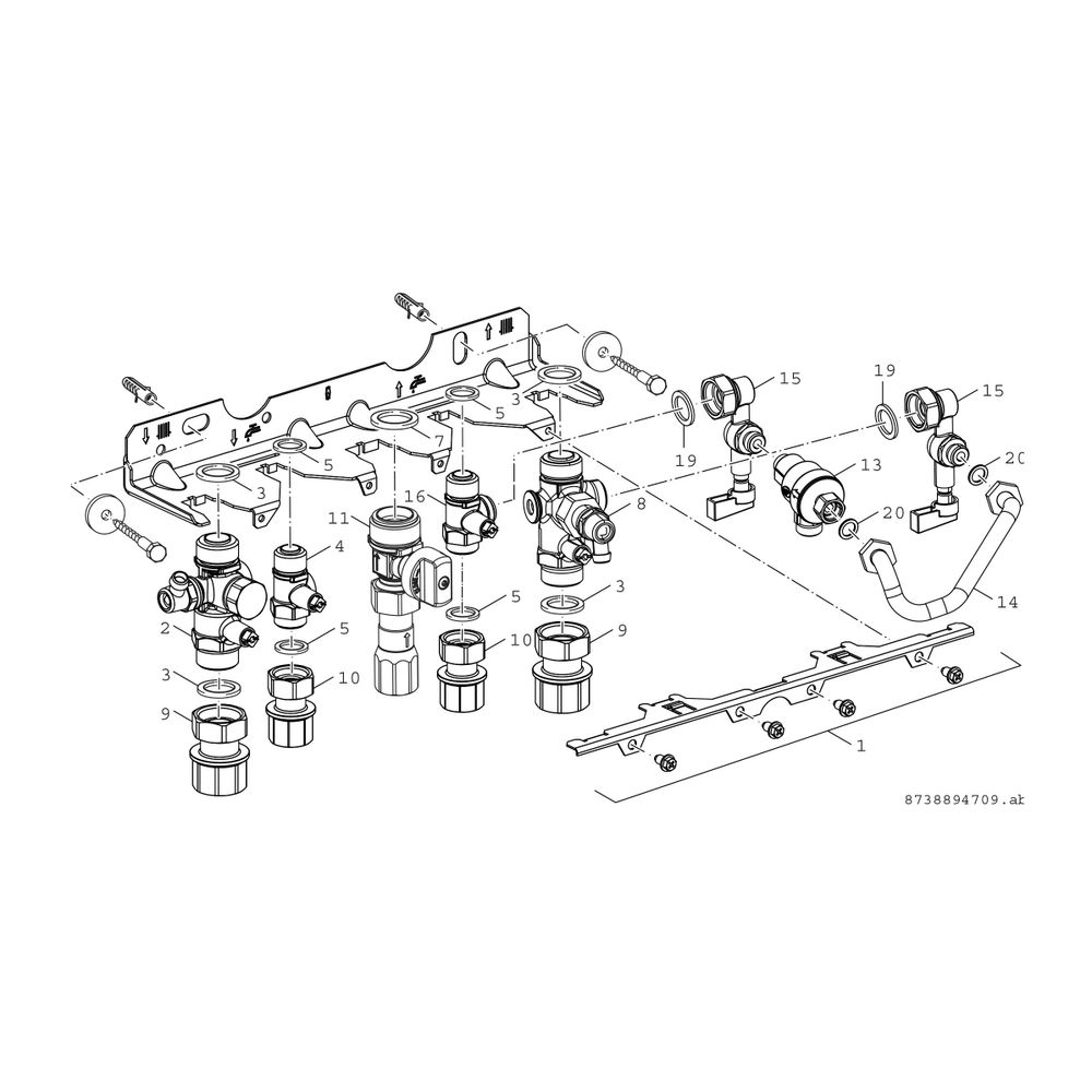 BOSCH Montage-Anschlussplatte Nr. 1660 für Kombigeräte... JUNKERS-7738110553 4051516740238 (Abb. 3)