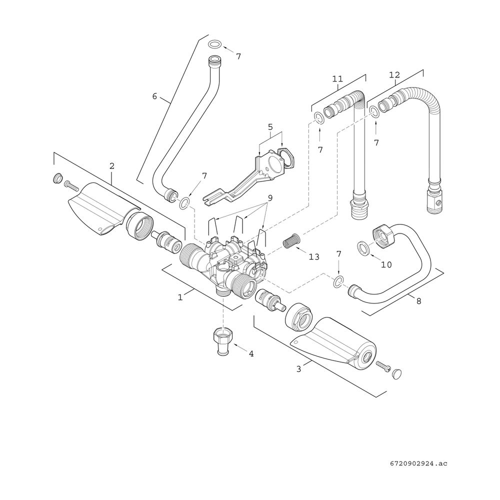 BOSCH Installationszubehör Nr. 1179 Set für Direktzapfung für Therm 4304... JUNKERS-7709003662 4010009162339 (Abb. 2)