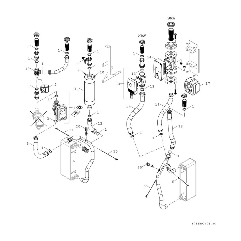 BOSCH Solewärmepumpe SUPRAECO T 220-2 HT 1620x700x750, 21 kW, offenes Modbus... JUNKERS-8738207497 4057749087591 (Abb. 5)