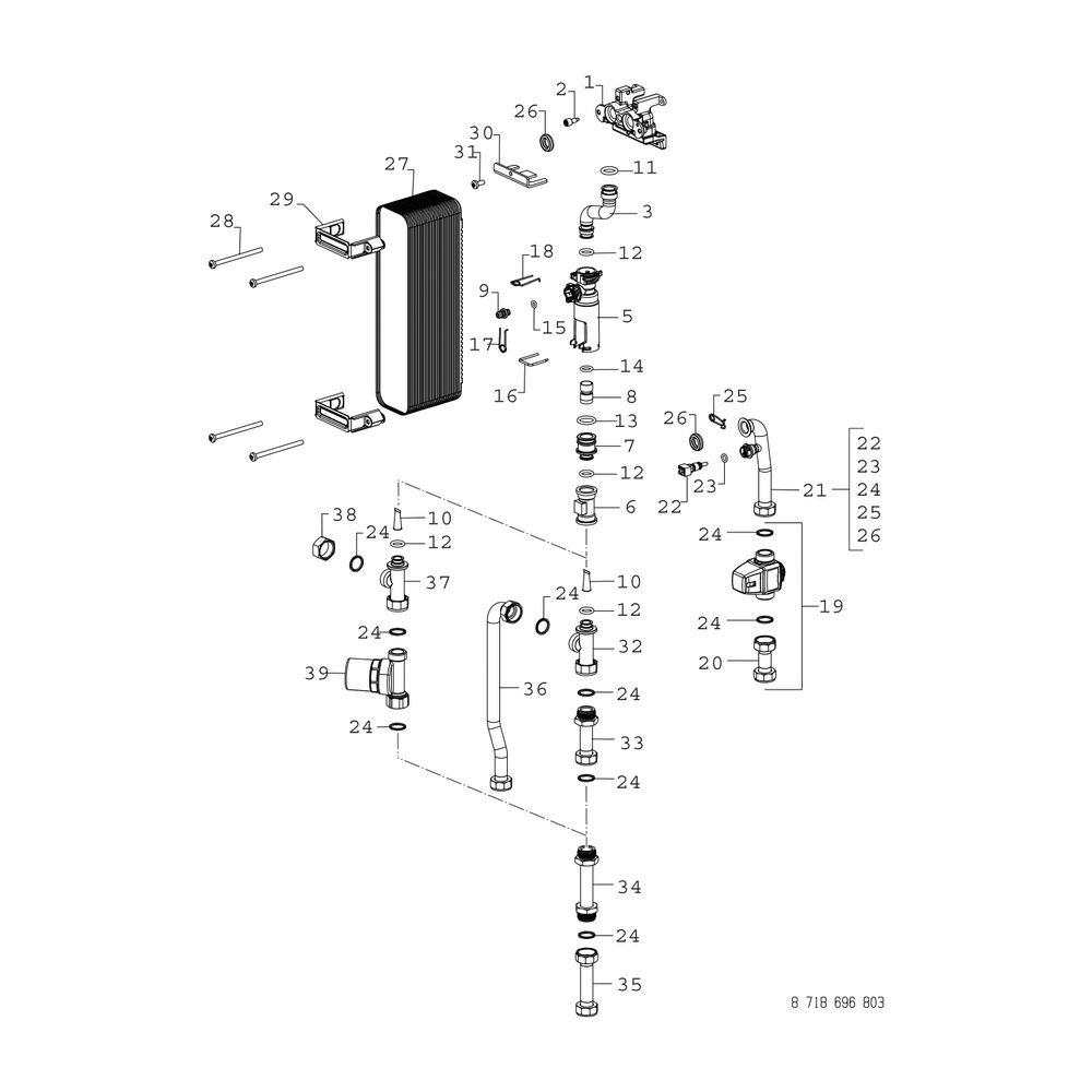 BOSCH Wohnungsstat. FLOW8000 F8001 50 MS gemischt, Aufputz, Edelstahl, 50 kW... JUNKERS-7735600579 4062321162566 (Abb. 4)