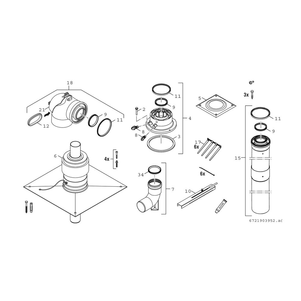 BOSCH Abgaszubehör FC-Set60-C93x Paket zum Schacht, d:60/100mm, Edelstahl... JUNKERS-7738112521 4057749701459 (Abb. 3)