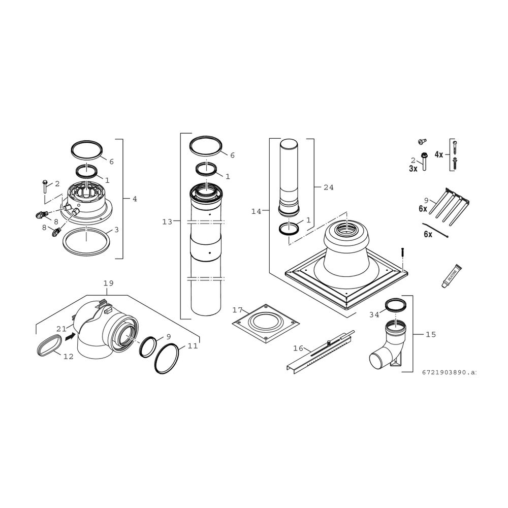 BOSCH Abgaszubehör FC-Set60-C93x Paket zum Schacht, d:60/100mm,Kunststoff... JUNKERS-7738112519 4057749701435 (Abb. 3)