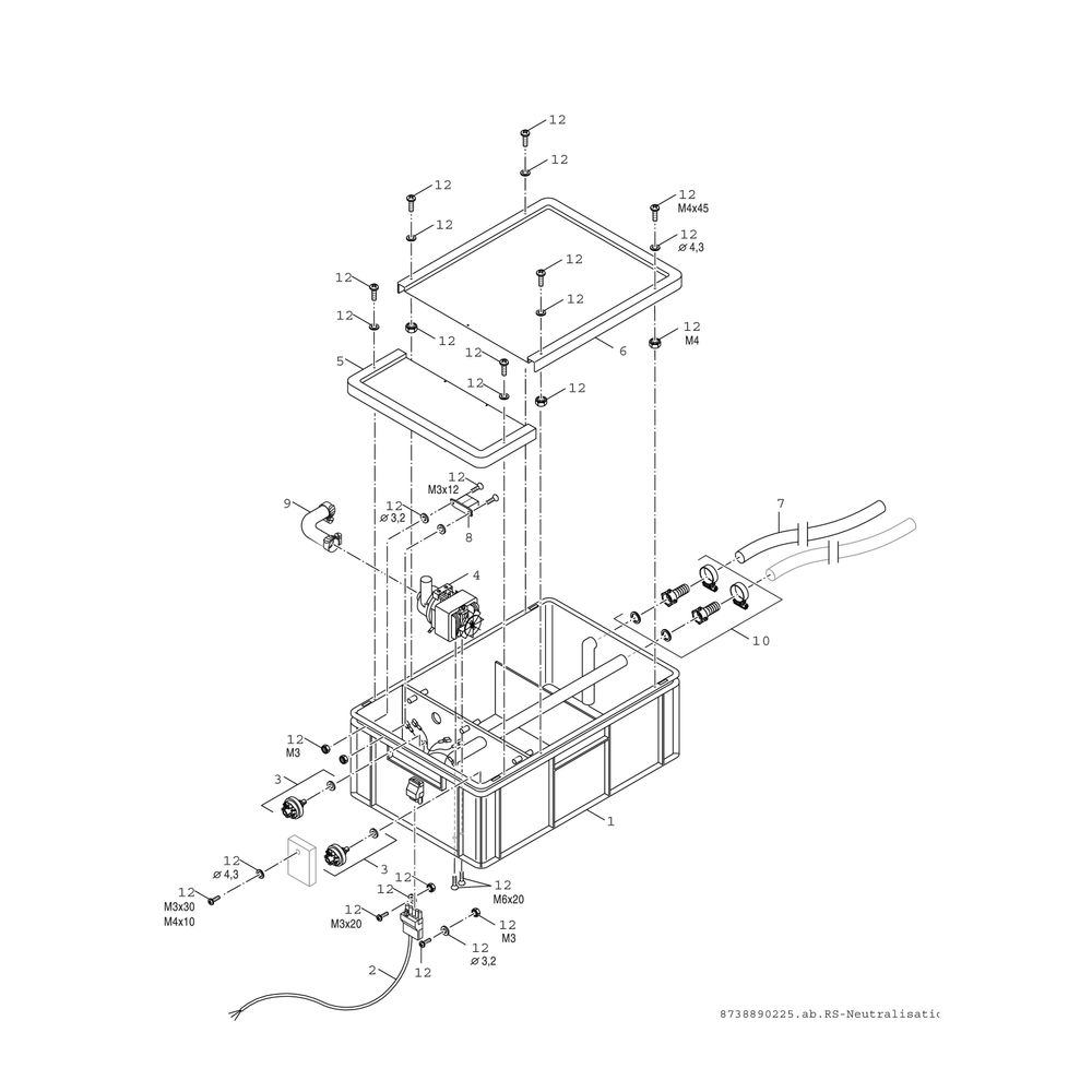 BOSCH Zubehör Nr. 1606 Neutralisationsbehälter mit Pumpe... JUNKERS-8718577421 4047416612355 (Abb. 4)