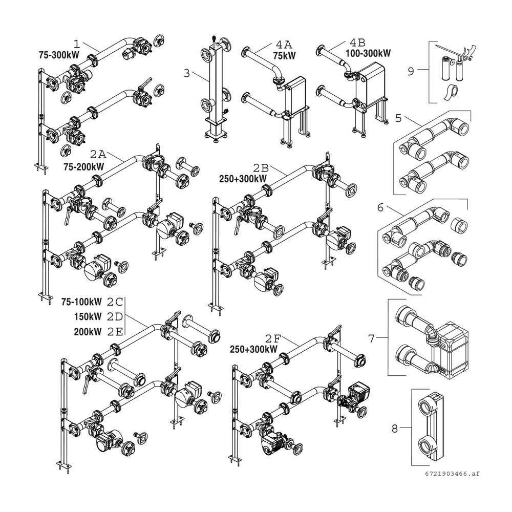 BOSCH Isolierung Weichen-Set für Kaskade Unterkomponente Isolierung 2x75 plus 2x100... JUNKERS-7736603740 4062321013042 (Abb. 2)