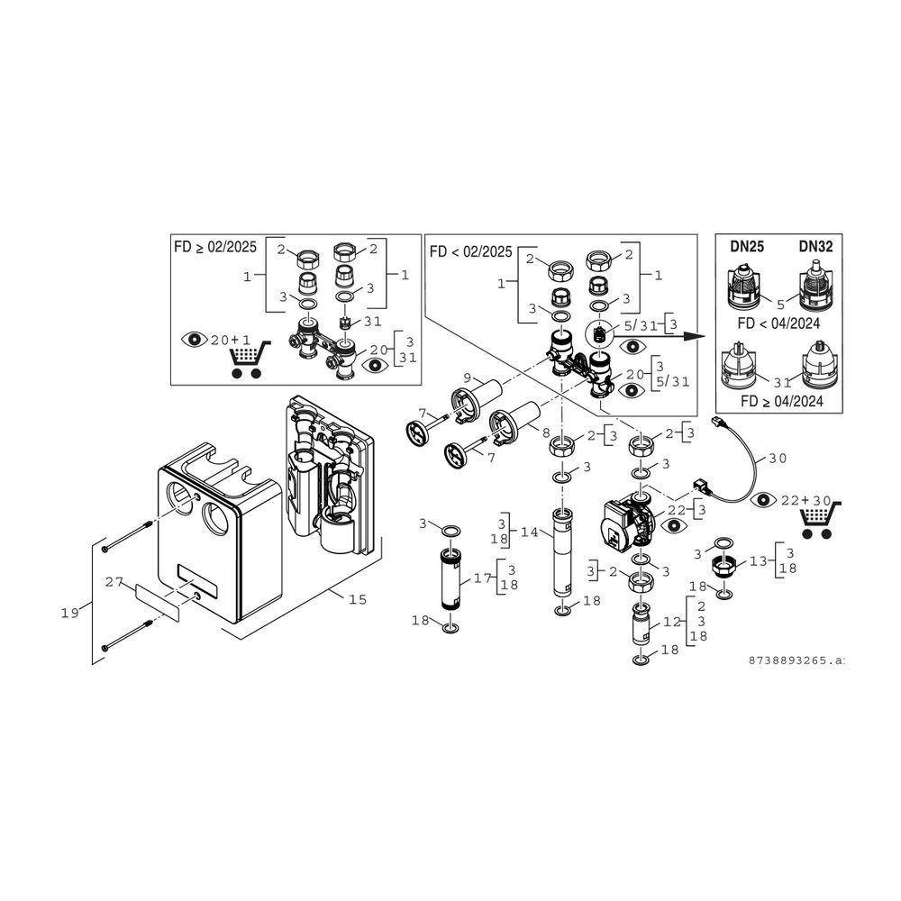BOSCH Installationszubehör HS 25/6 s Heizkreisset ohne Mischer, 278x290x190... JUNKERS-7736601142 4054925863550 (Abb. 3)